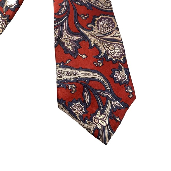 Vintage Oscar De La Renta 100% Imported Silk Made in America Paisley Print Tie - Picture 3 of 10